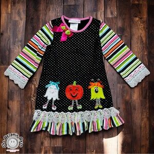 Bonnie Baby Halloween Dress 24M (2011) – Ghost Pumpkin Owl Appliqué – Ruffle Hem